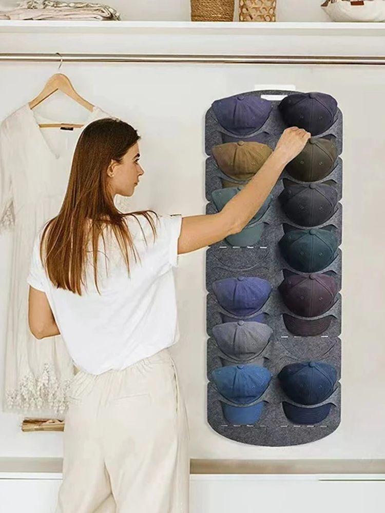 Hat Storage Baseball Hat Rack,7/21 Pocket Over The Door Organizer Cap Hat Holder Hanger For Closet With Large Pockets