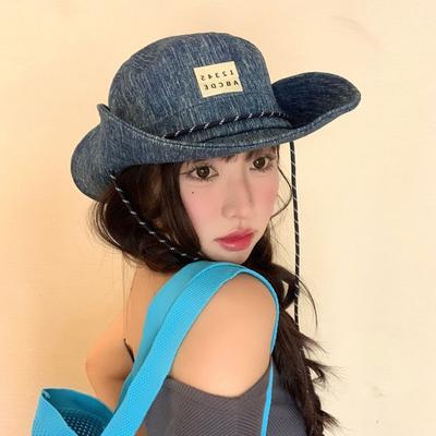 Trekkoord Verstelbare Westerse Cowboy Hoeden Amerikaanse Alfabet Casual Zonnehoed Buiten Bergbeklimmen