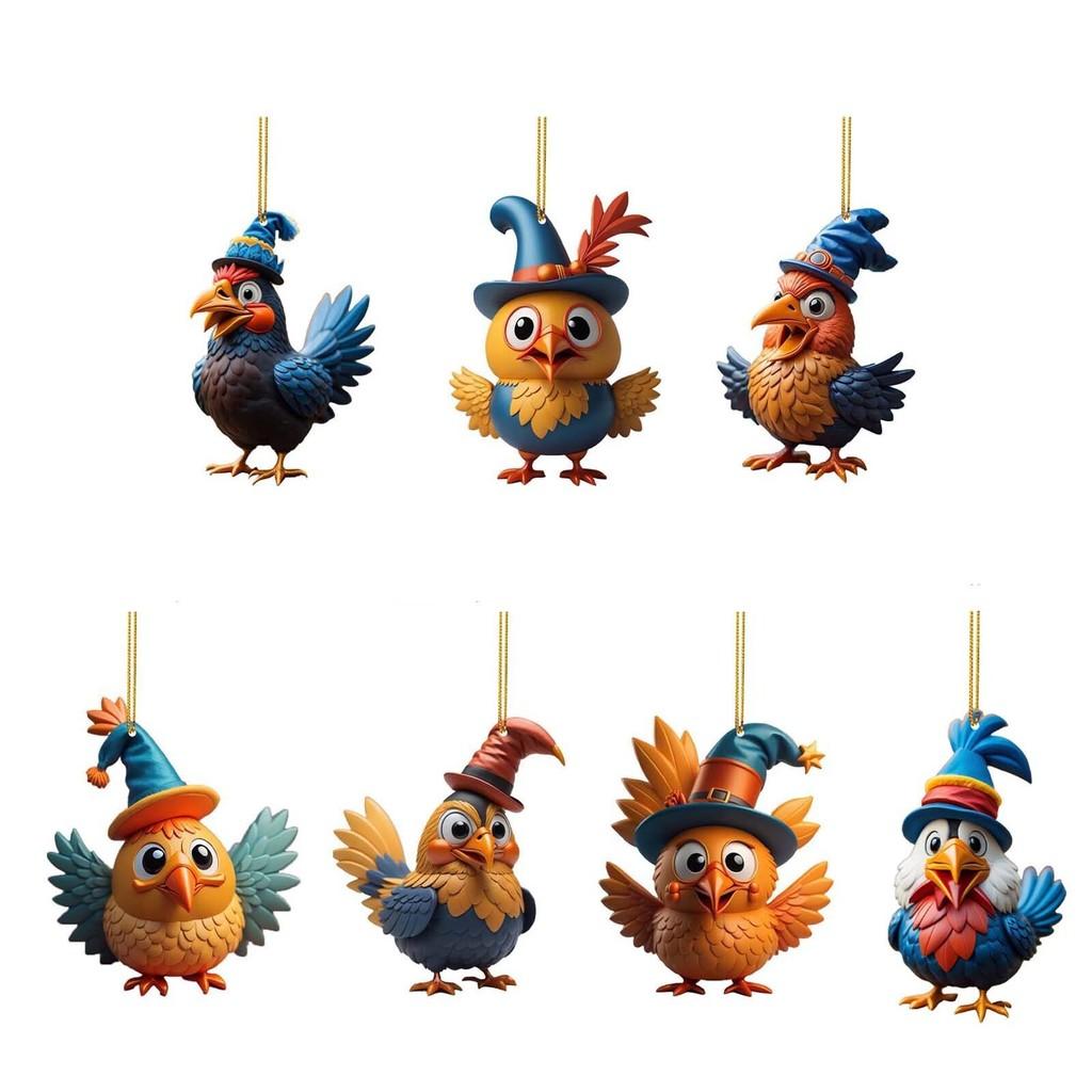 Turkey Cartoon Adorable Acrylic Car Ornament For Joyful Holiday Decor Tree