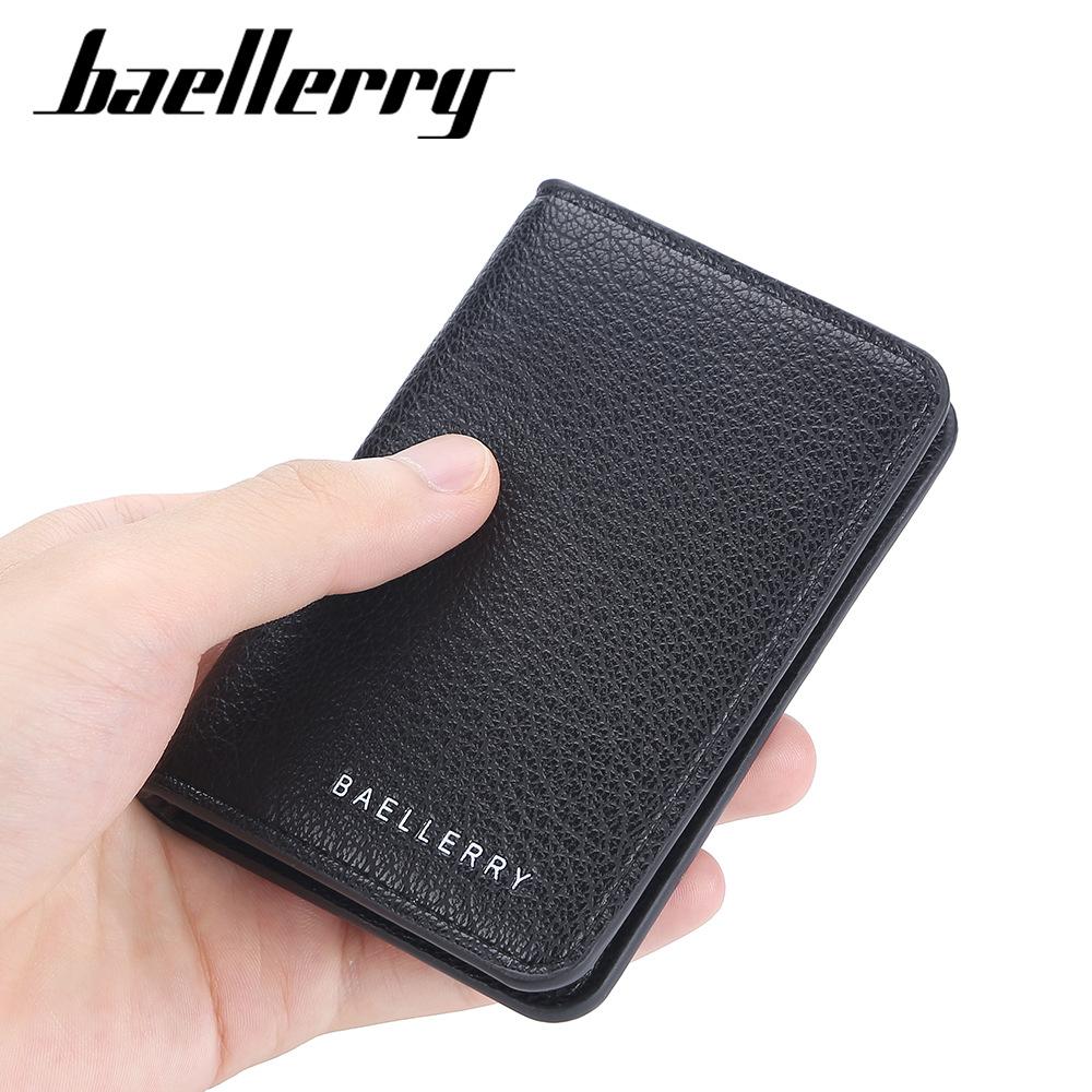 Baellerry Men's Card Holder Litchi Grain Multi-card Slots Wallet Simple Fashion Card Protector Pu Leather Card Pack