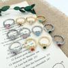 Ring Color Love Zircon Diamond Ring Women's Premium Sense Opening Adjustable Heart Shape Fashion Versatile Non-Fading Accessories