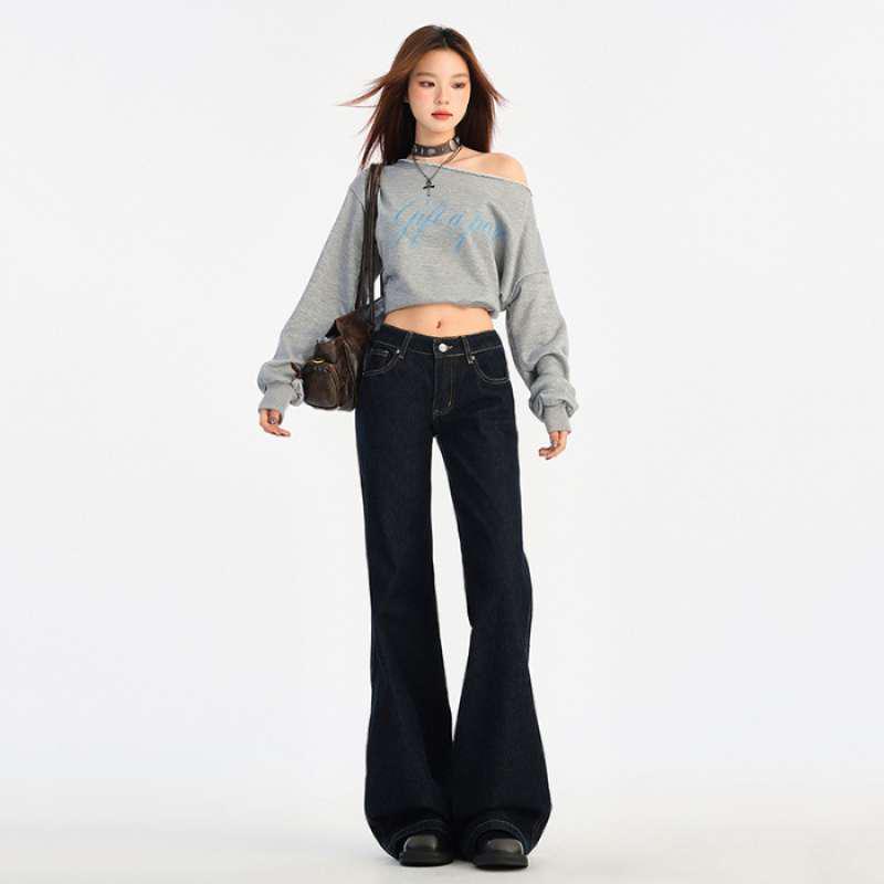 American Retro Low-Rise Flare Pants: Stylish Autumn/Winter Slimming Denim Jeans for Women. S