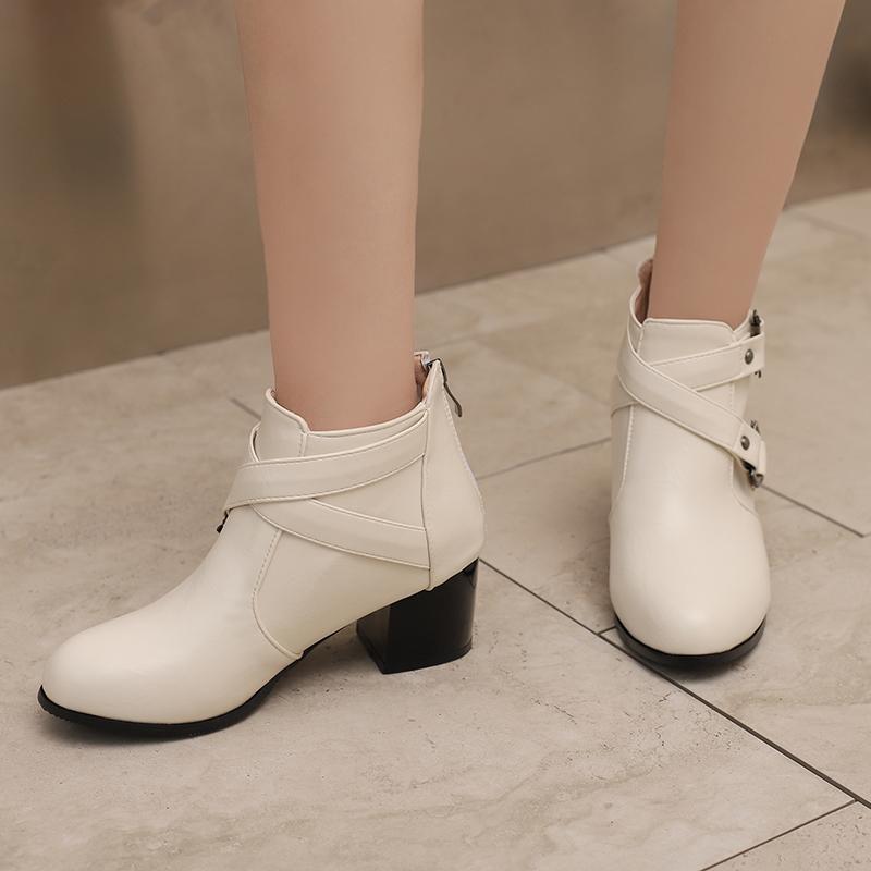 Women's High-heeled Short Boots Autumn and Winter New Thick-heeled Large-size Casual Short Boots