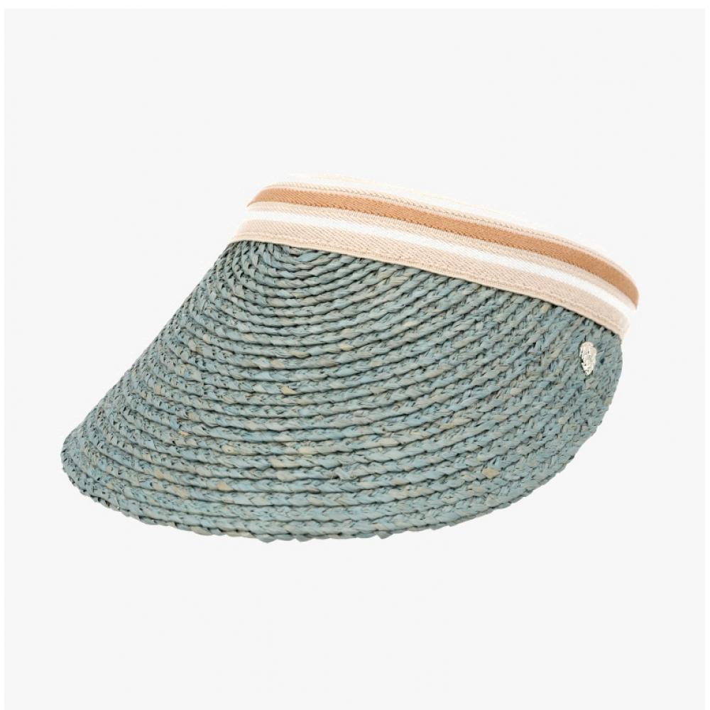 Helen Kaminski Bianca Sea Glass Nougat Stripe Visor Sun Cap Hat50265