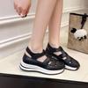 Large Size Hollow Slope Heel Sandals Women's New Velcro Little White Shoes Inner Height Increase Bag Head Sports Sandals