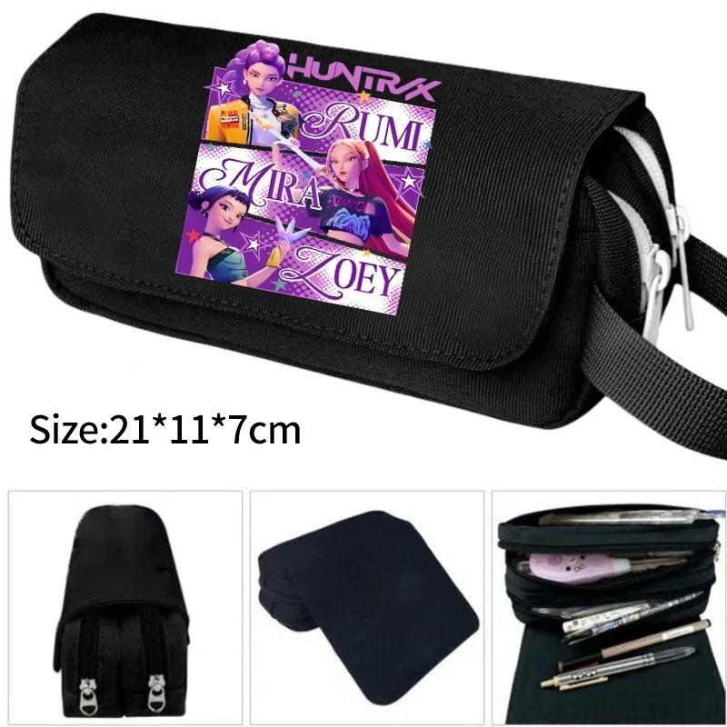 Kpop DHunter Student Pencil Case Large Multi-layer Pen Bag Case For Girl School Pen Bag Cartoon Demon Pencil Box Pen Holder Case
