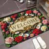 1Pcs Anti Fatigue Door Rugs, Floral Print Waterproof Non-Slip Thick Cushioned Door Mat Heavy Duty Comfort Standing Mat for Door