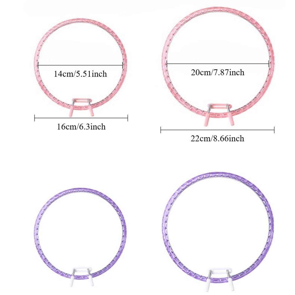 Acrylic Spring Tension Embroidery Hoop, Diamond-Cut Quick-Snap Frame (16cm & 22cm)