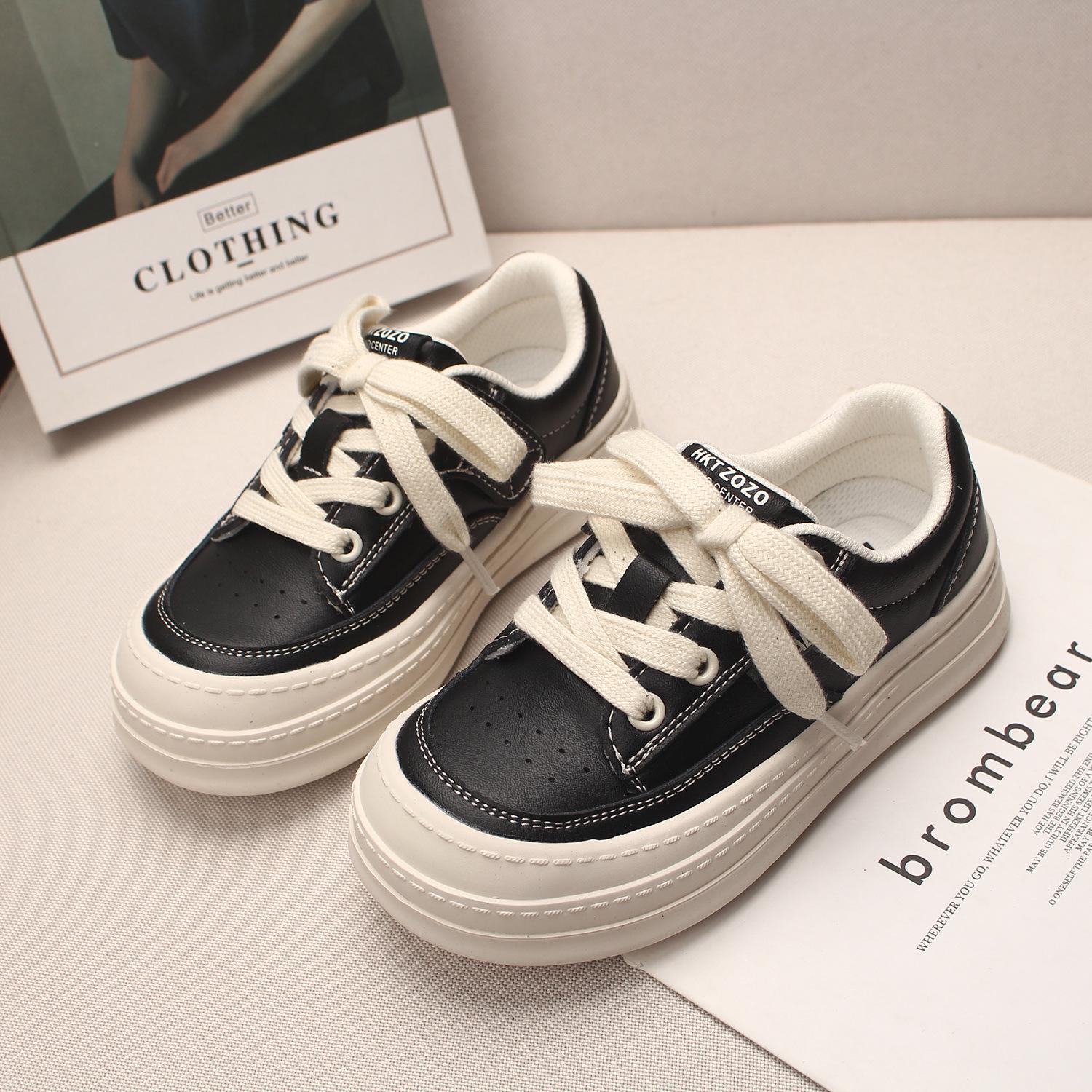 

2026 Spring Kids Black Low-Top Leather Skate Shoes - Soft Sole, Casual for Boys & Girls 26-30 5 pairs чорний