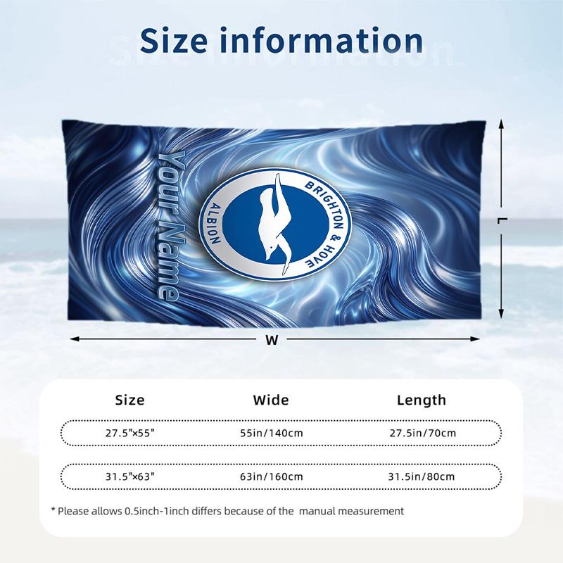 Beach Towel Custom Name Text, Quick Dry Large Towel For Beach HomeBrighton & Hove Albion Football