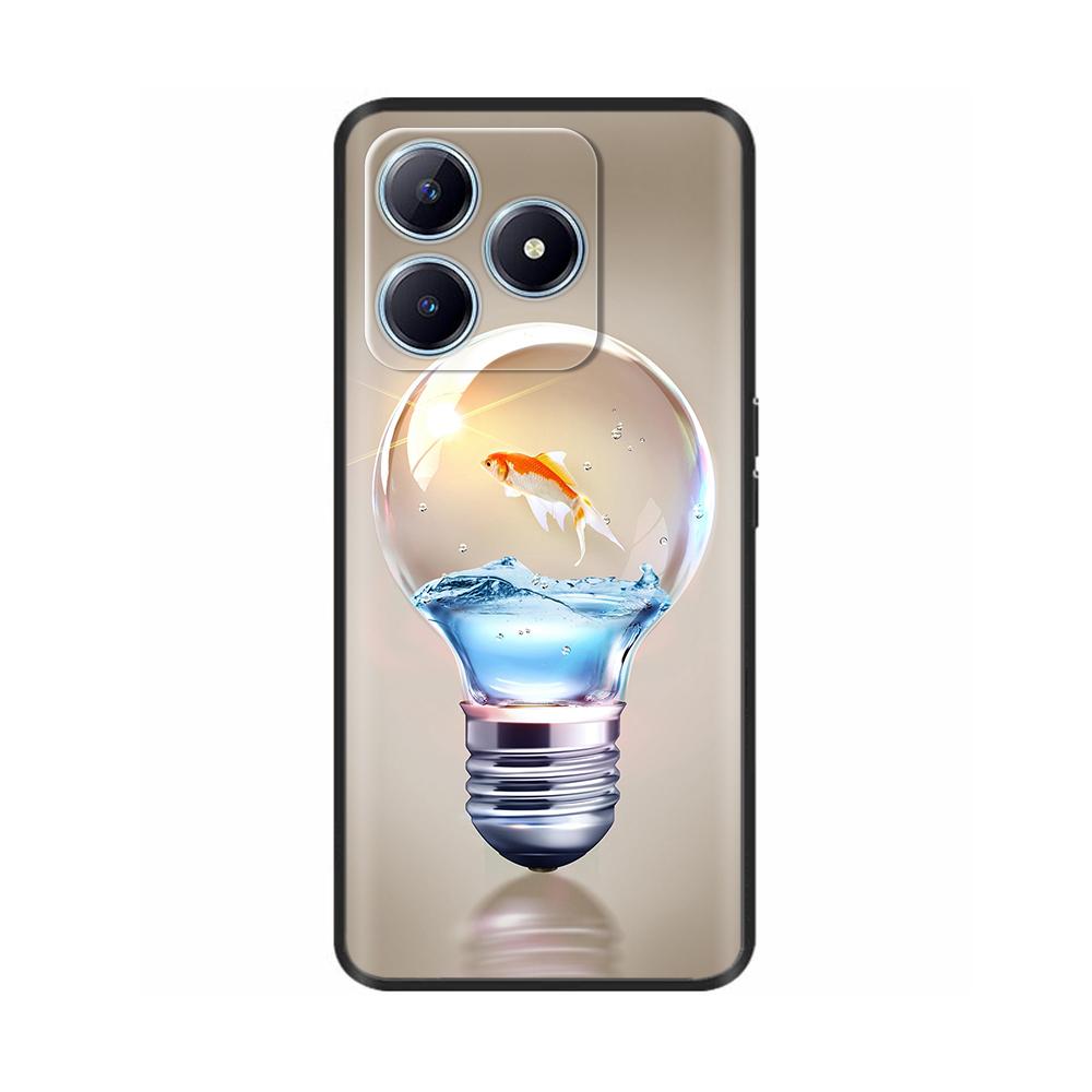 Case For Realme C63 Soft TPU Black Silicone Back Cover For RealmeC63 Cases Cute Protective Shell Painted Colorful Bumper Coque