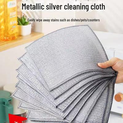 Paglietta da cucina in lana d'acciaio - Filo metallico argentato, spazzola antiaderente per olio, strofinaccio