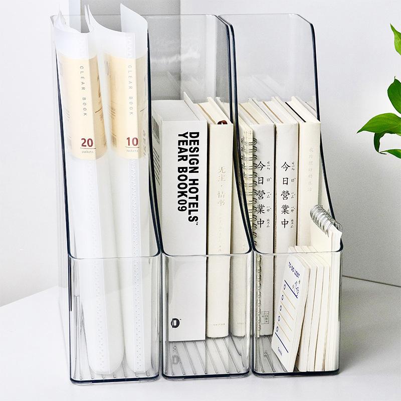 

Minimalist Clear Plastic Office Desk Magazine Organizer With Single Slot For File And Book Storage 1pcs