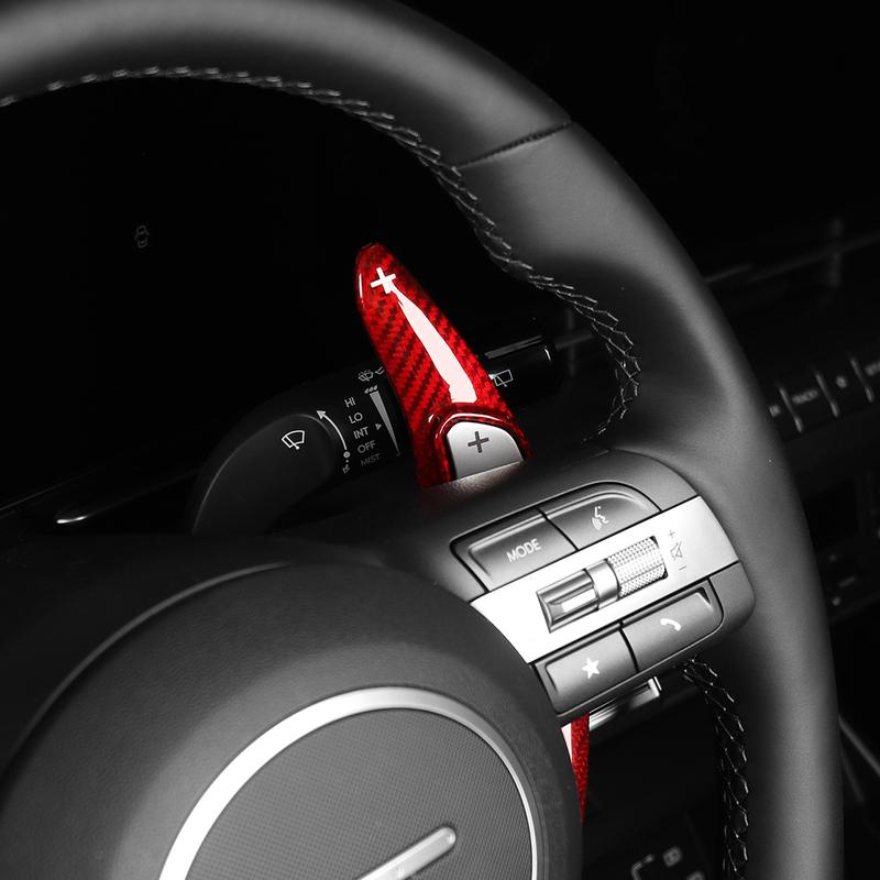 For Hyundai Tucson NX4 2025 2026 Black Red Real Carbon Fiber Steering Wheel Shift Paddle Shifter Extension Accessories