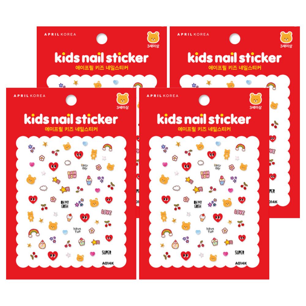 A014K April Nail Kids Stickers 4 Pcs
