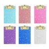 Shimmering Acrylic Clipboard 6x4Inch File Clip Board With Metal Clamp and Retractable Hook For School Offices Hospital