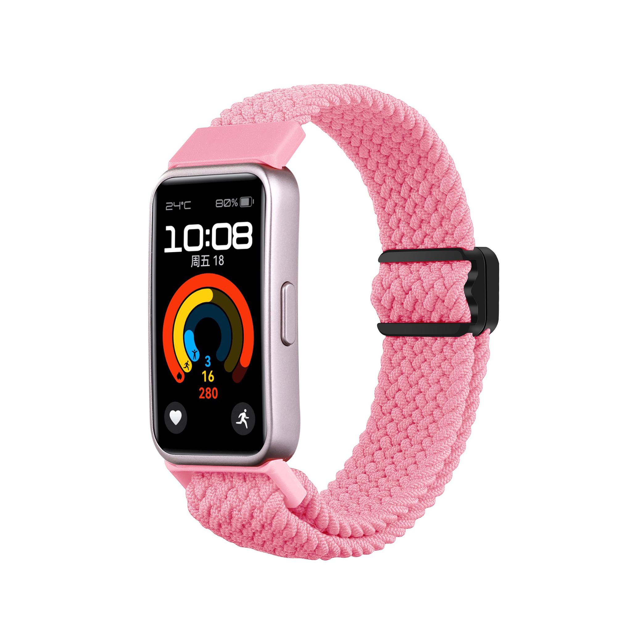 

Нейлоновый ремешок для Huawei Band 10 9 8 7 ремешок для часов band10 band9 band8 band7 Сменный ремешок Плетеный браслет Huawei Band 7 розовый