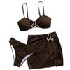New women's sexy fashionable simple solid color irregular gold decorated three-piece bikini set