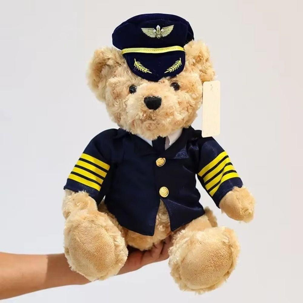 Plushie Dolls Pilot Bear Plush Toy Bedroom Decor Flight Attendant Doll  Baby Toddlers