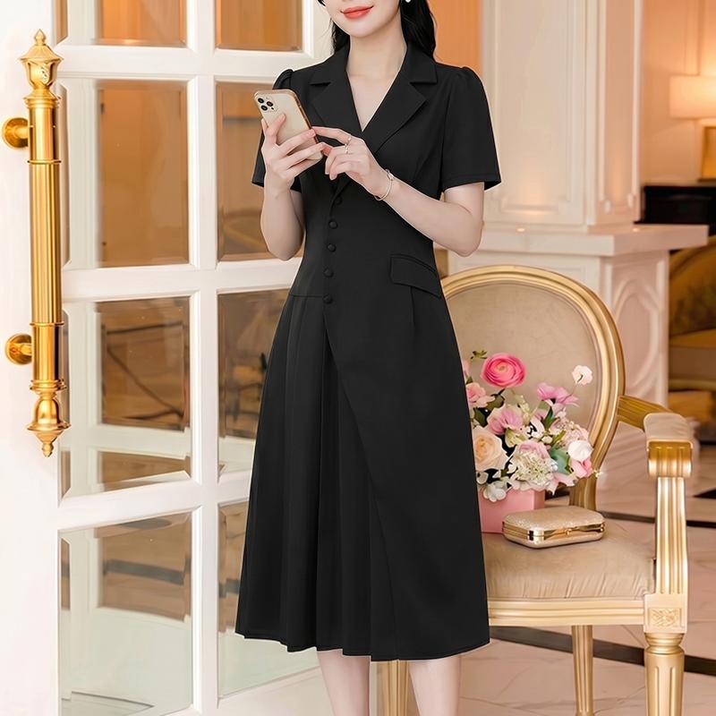 ZANZEA Women Casual Turn Down Collar Solid Color Short Sleeve Dress