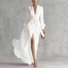 Europe, America 2026 spring and summer elegant V-neck waist chiffon dress cardigan slim dress