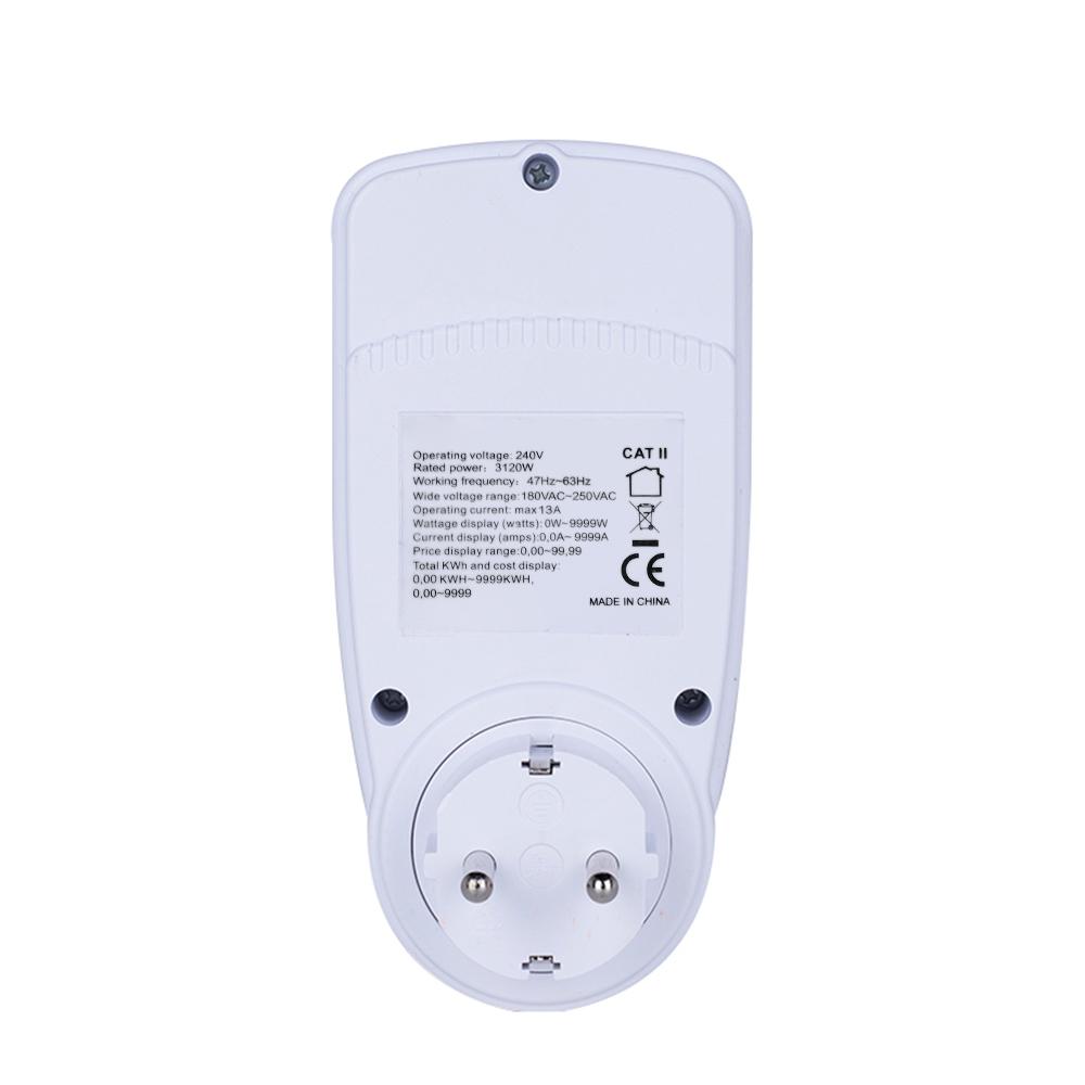 LCD Display Electricity Usage Power Meter Socket Energy Watt Volt Amps Wattage KWH Consumption Analyzer Monitor Outlet--with Backlight AC230V.250V
