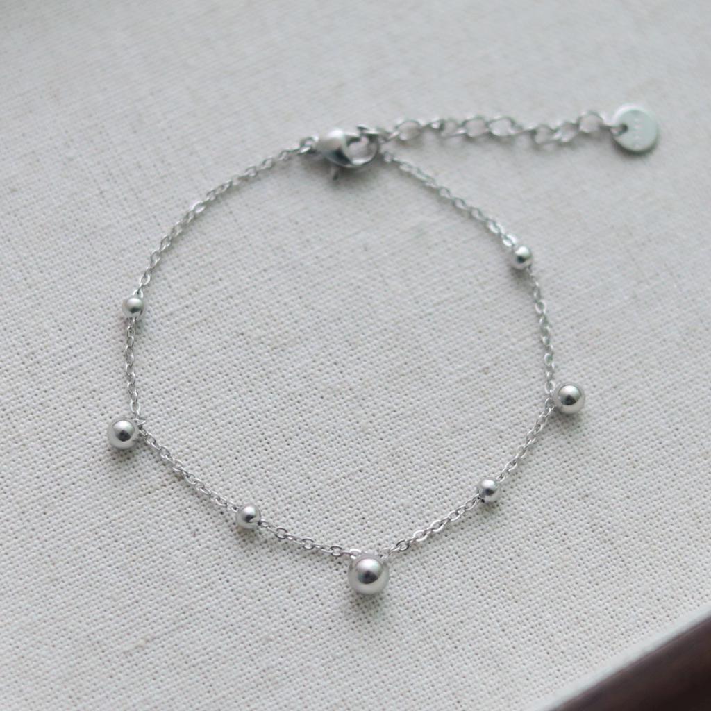 Minimalist Round Bead Titanium Steel Bracelet, Niche Versatile Trendy Jewelry