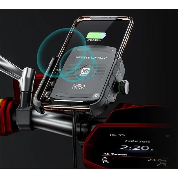 Motorcycle Holder With Wireless Charge Motorbike QC3.0 Fast Charg Cell Phone Wireless Holder Handlebar Mount Stand GPS Holder
