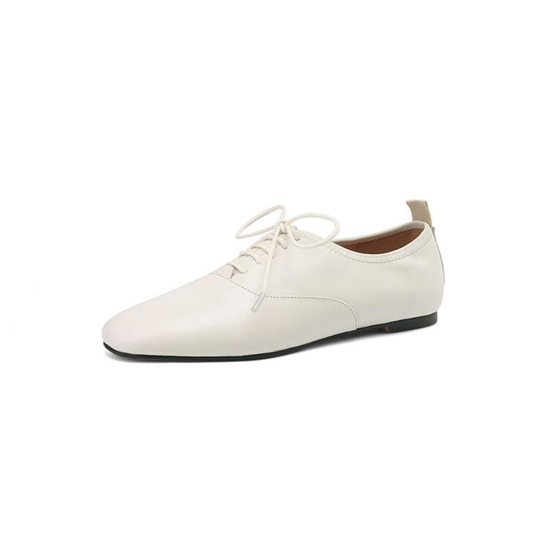 Móda Nové Mokasíny z Pravé Kůže na Šněrování Jaro/Podzim Kulatá Špička Nízký Podpatek Dámské Lodičky Boty pro Ženy Dámské Boty Pohodlné Baleríny