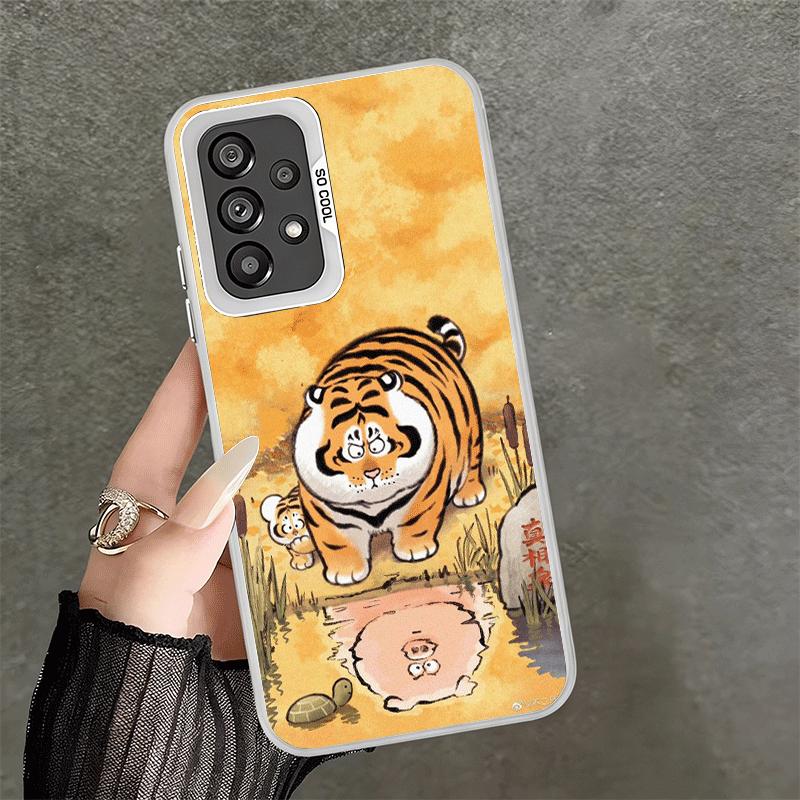 Cartoon Dicker Tiger Lustige Stoßfeste Handyhülle für Samsung A17 A16 A15 A14 A37 A57 A36 A56 A26 A35 A55 A25 A34 A54 A24 A13 A23 A3