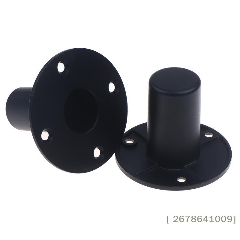 Black Metal Speaker Stand Mounts- Flange Base Adapter Feet for Secure Installation of Home Audio, PA Systems & Stage Speakers