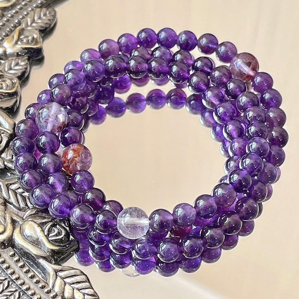 6Mm Autumn And Winter Natural Royal Amethyst Design Multi-Circle Bracelet Bracelet