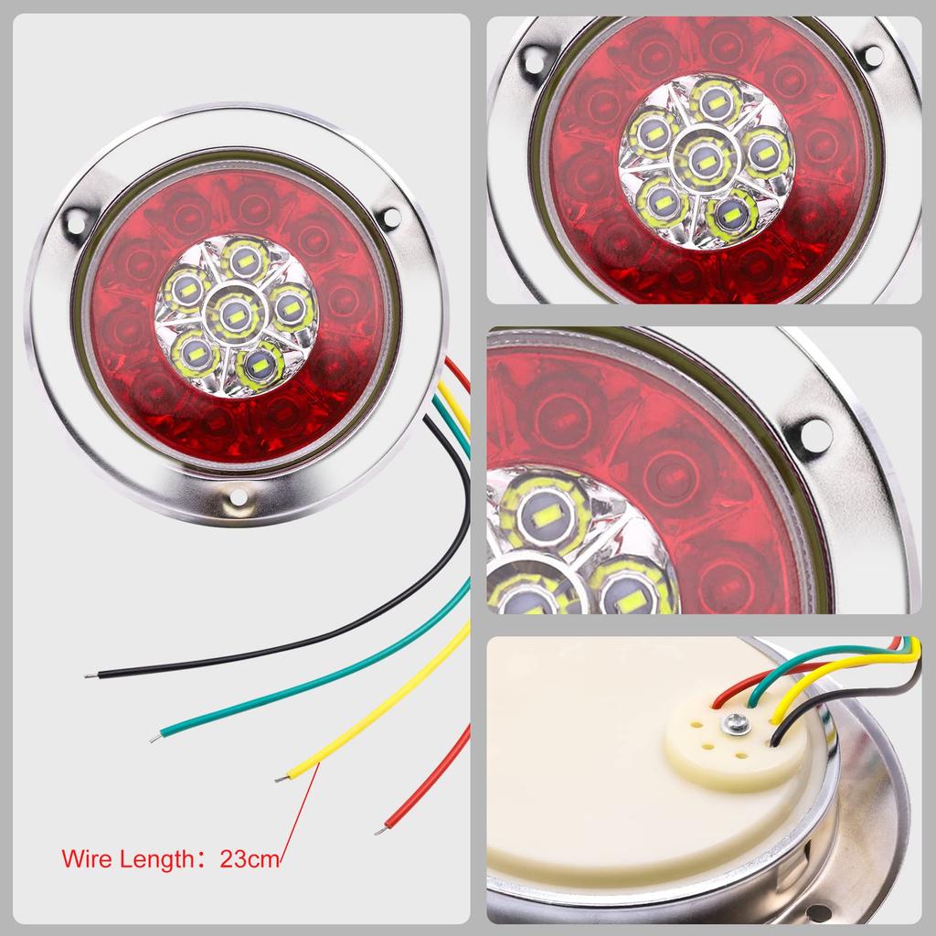 Aoling 24V Truck Tail Lamp LED, Clear Round, Suitable for Reverse / Brake