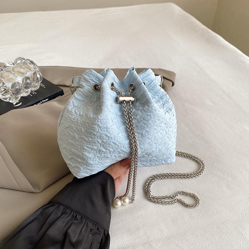 Fashionable Bucket Bag Chic Minimalist Design Versatile Casual Shoulder Bag синий