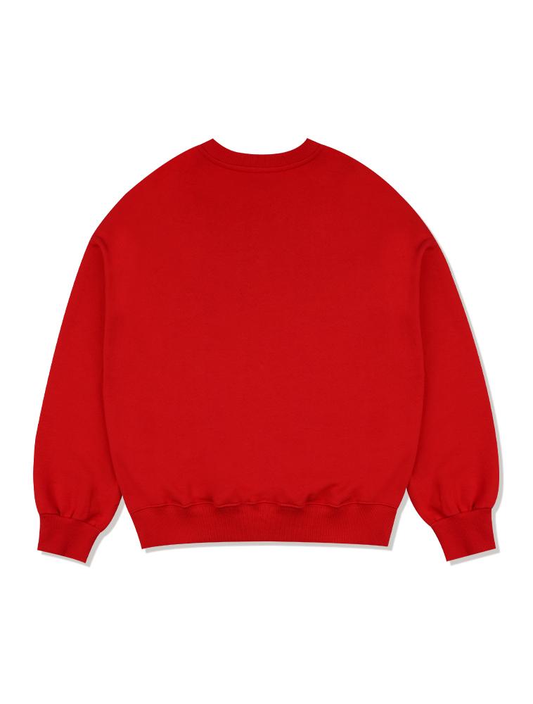 LA MAISON STUDIO Women'S Crop Classic Logo Embossed Embroidery Heavy Terry Henley Neck Red (Fcd3Ts708W)