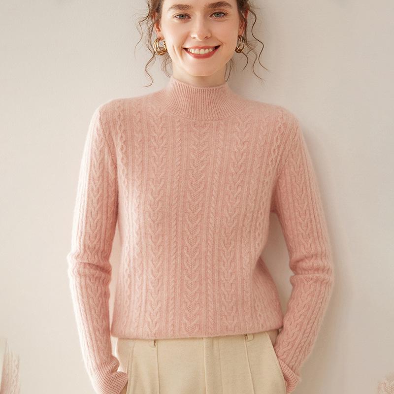 Women's Cashmere Blend Loose Long Sleeve Knit Pullover Sweater - Slimming and Versatile for Autumn/Winter.