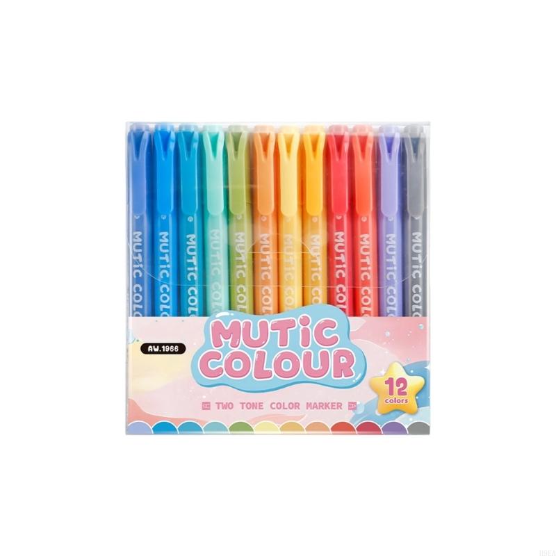 6/12/24 Colors Highlighter Markers Multifunctional Highlighter Pen Fluorescent Pen Double-Head Highlighters for Journal