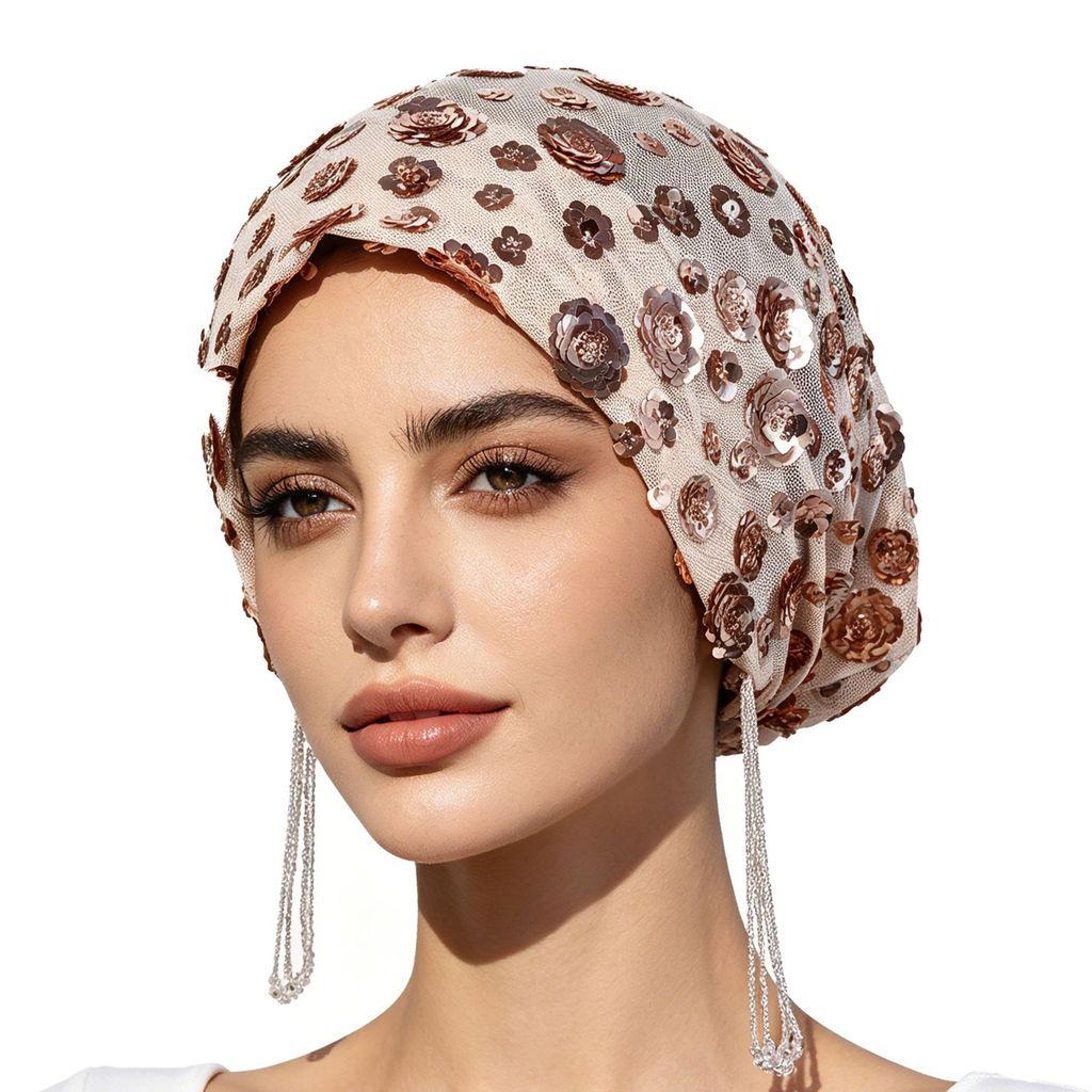 Polyester Sun Protection Cap With Embroidered Flowers For Summer And Winter Wear