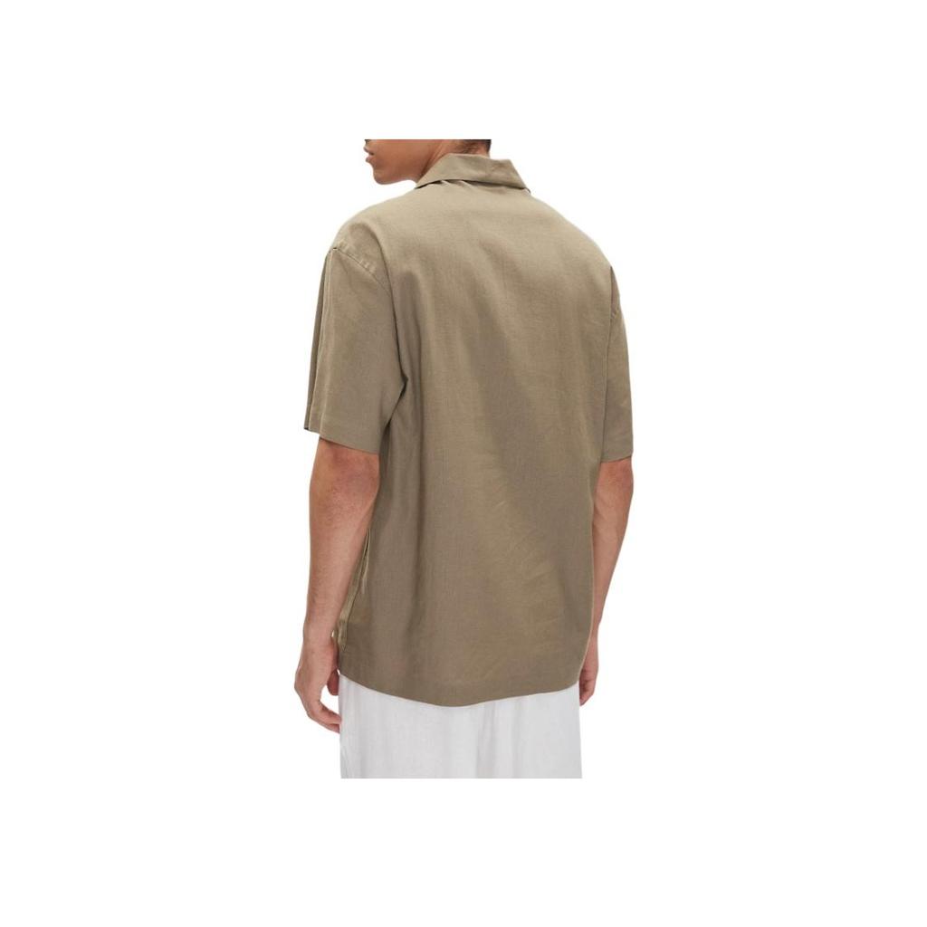 Emporio Armani Solid Color Short Sleeve Button Shirt Men shirts Gray EM000593-AF12356-U6189