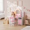 Kids Dressing Table, Kids Vanity Set with Stool, Pink