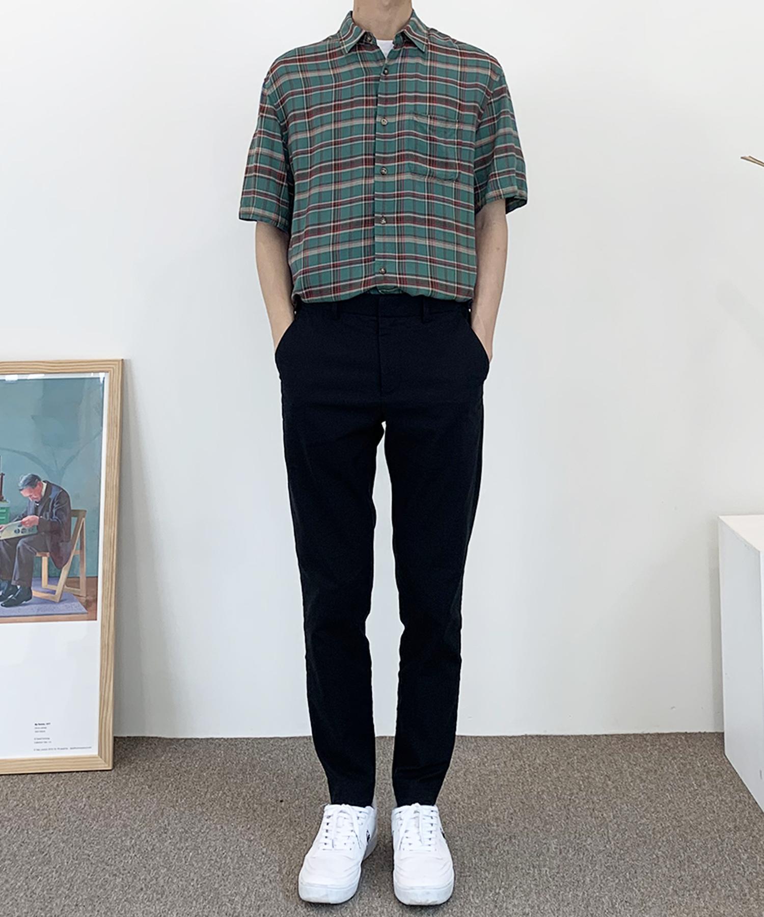 The Shirt Studio Blue Loose Fit Rayon Check Short Sleeve Shirt (Tss236) 100