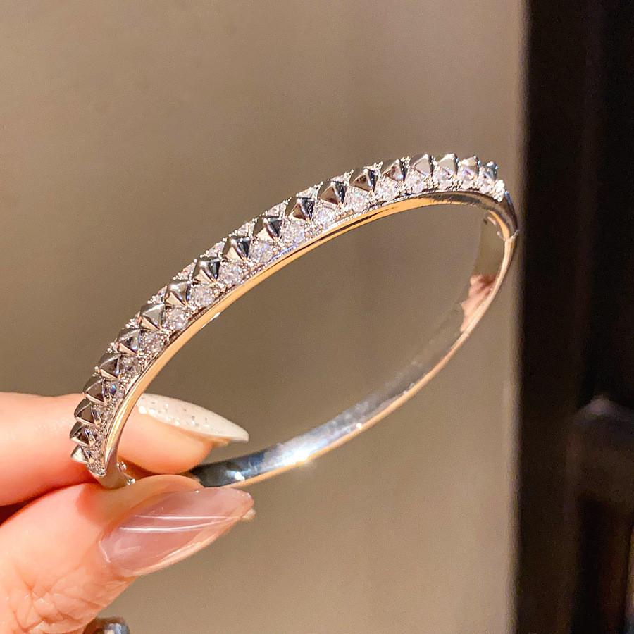 Copper Zirconia Embellished Bangle Fashion Jewelry For Office Wear