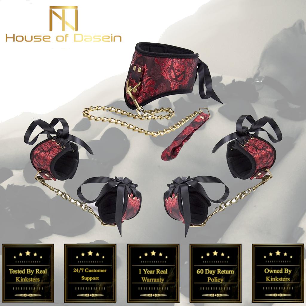 Elegant  Kit Red Collar Leash Cuffs  Restraints Restraint Kits & Sets