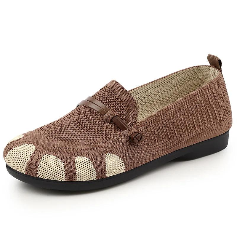 

2025 Весна/Лето Женские дышащие сетчатые туфли на плоской подошве Le Fu Shoes Round Head New Shallow Mouth Comfortable Mother Shoes 36