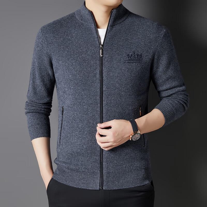 Men's 100% Pure Wool Zipper Cardigan Jacket