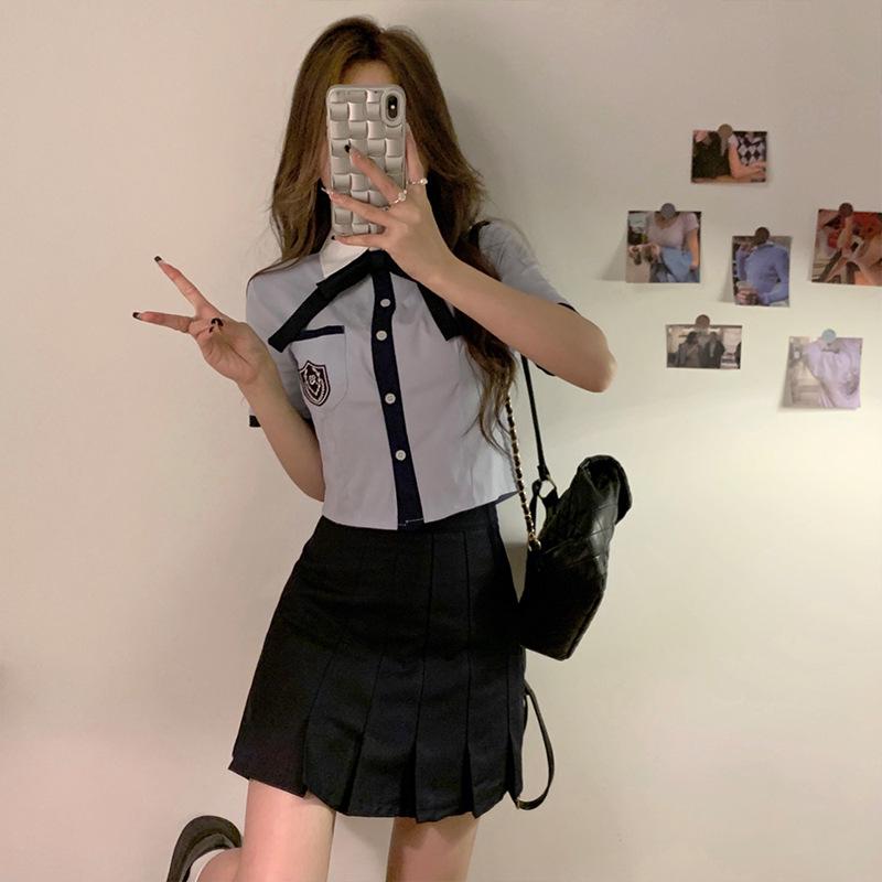 

Plus Size Sweet & Spicy Academy Style Tie Shirt & Pleated Skirt JK Uniform Set for Women XL
