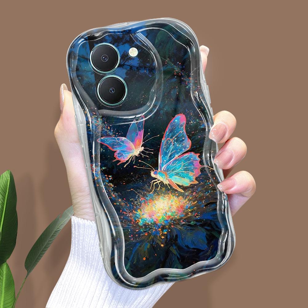 Cute Cartoon Pattern Cream Texture Casing Wavy Edge Soft Silicone Cover Phone Case for Vivo