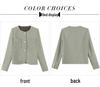 Women's French Style Round Neck Wool Tweed Jacket