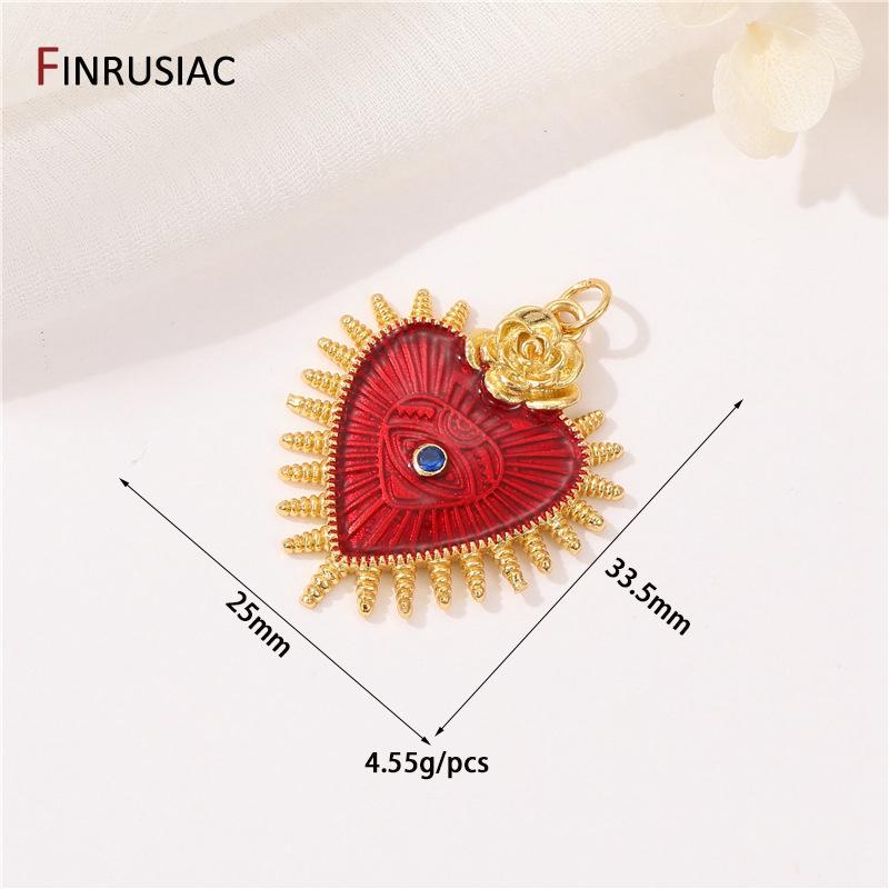 14K Gold Plated Brass Zircon Heart Charms Pendant For Jewelry Making Accessories Women DIY Love Necklaces Findings
