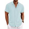 Summer Men's Casual Button Up Sweatshirt Cotton Linen Shirt Beach Oversized Men Lapel Short Sleeve Shirts